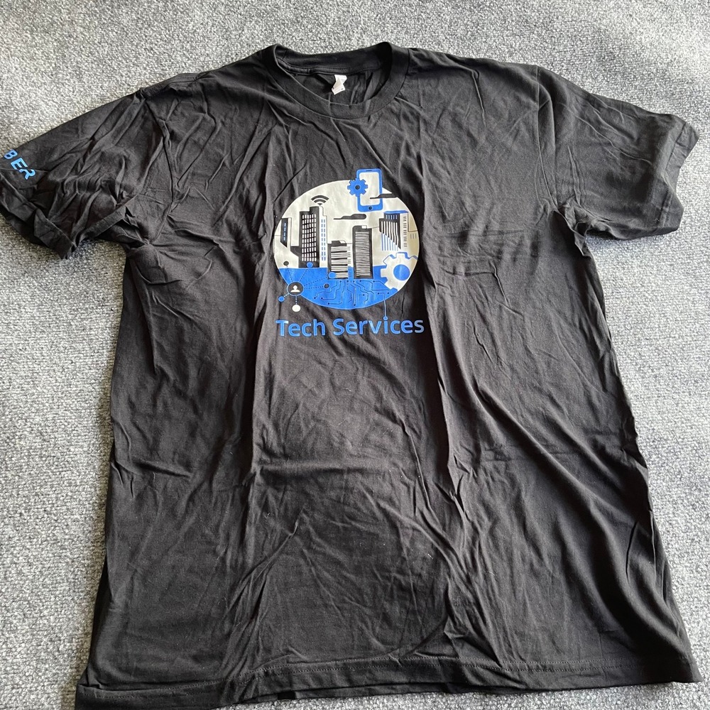 American Apparel Uber Tech Services Graphic T-Shirt Mens XL Black Short Sleeve